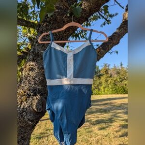 Bloch Colour Block, Blue and White Dance Leotard